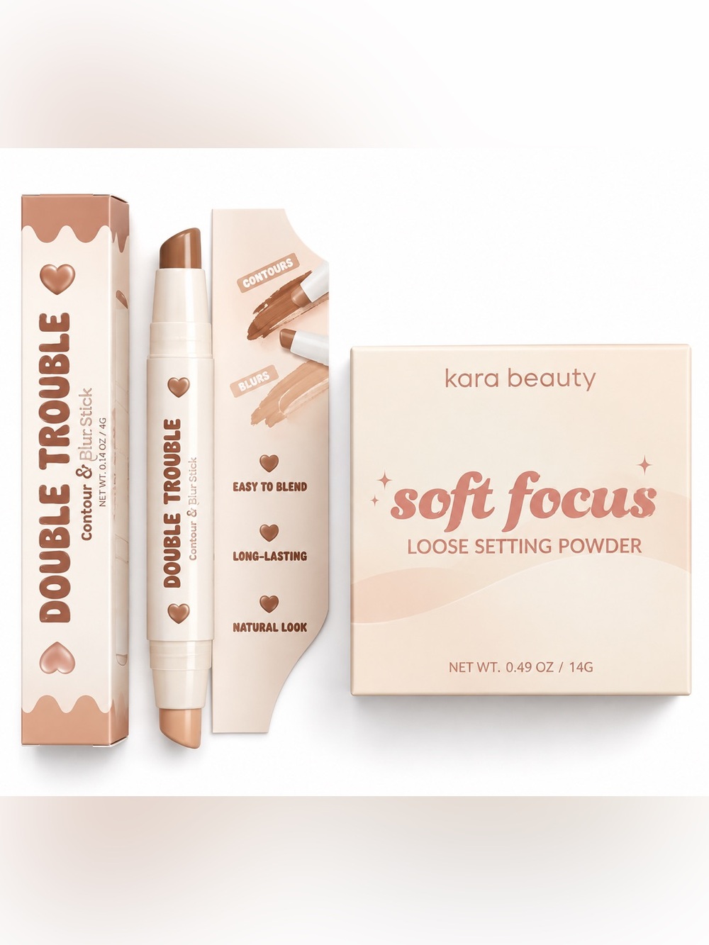 Double Trouble Contour & Blur Stick — Taupe + translucent deep setting powder